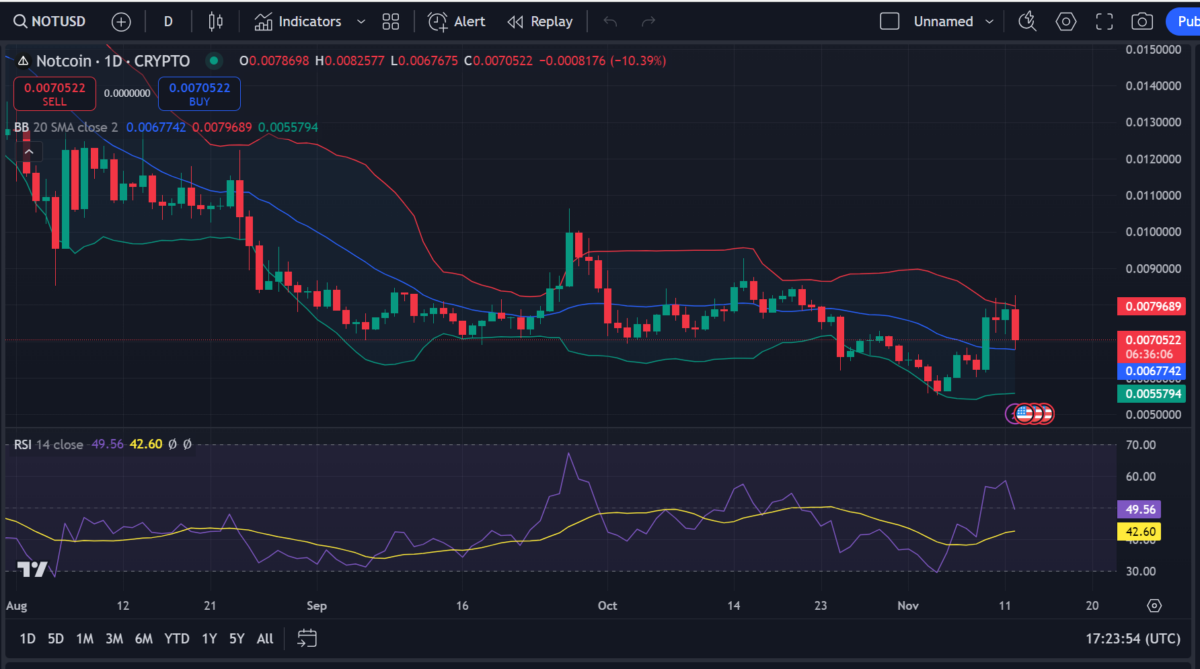 NOT/USD 1-Day price chart. Source: TradingView